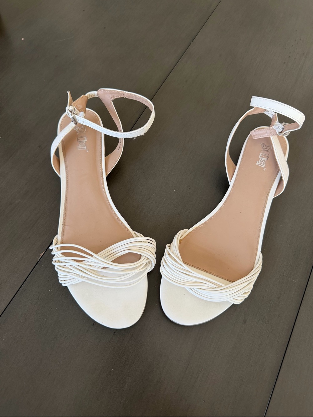 Brash Sandals Womens White 13 Ankle Strap Dress Shoe Buckle Flats